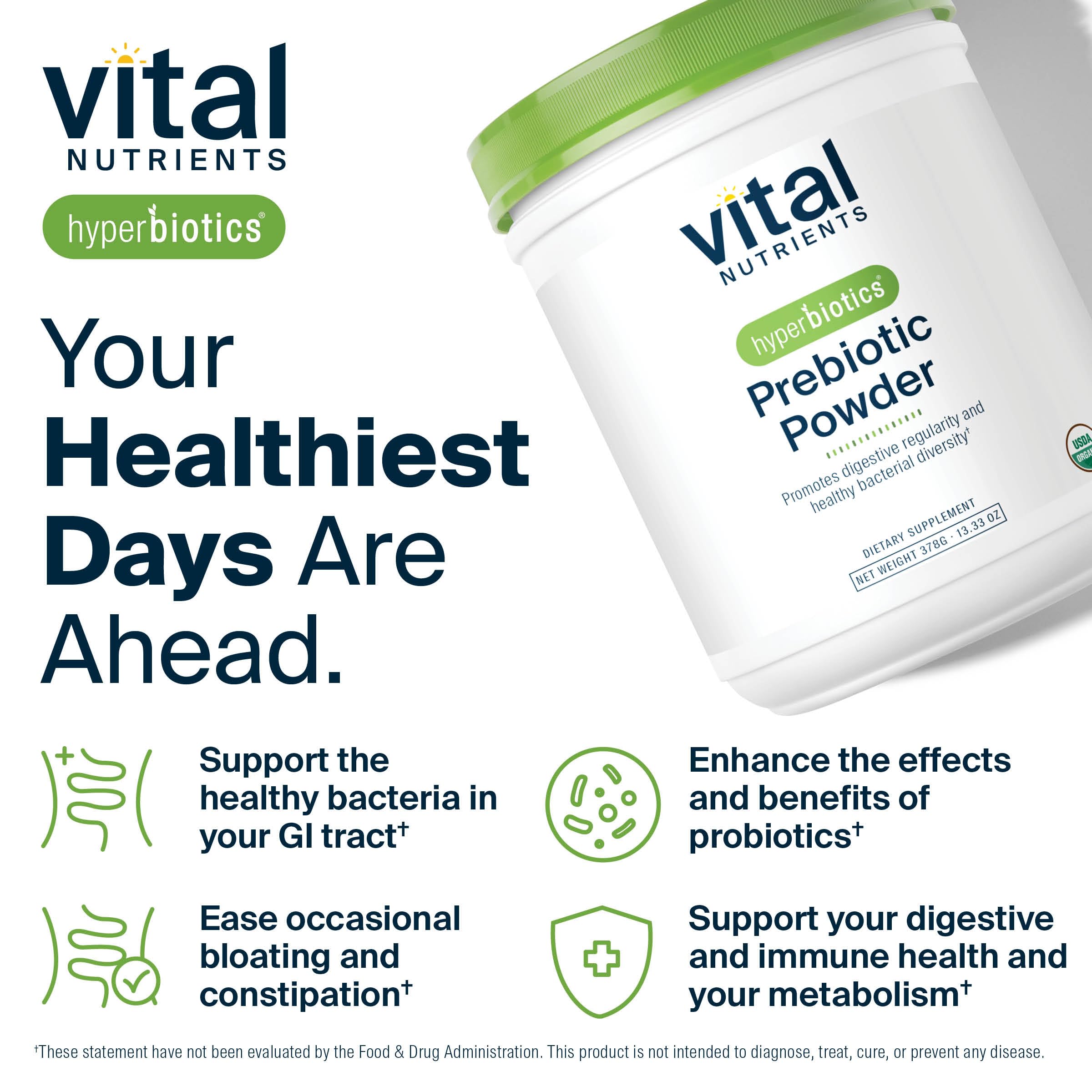 Hyperbiotics Vital Nutrients Bio-Präbiotischer Faserpulver | Darmgesundheit & Verdauungsregelmäßigkeit | 54 Portionen