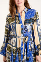 Godet Shirt Dress Blue