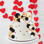 Goensjt 30 Pcs Balls Cake Toppers – Black Gold White for Birthday, Wedding, Baby Shower