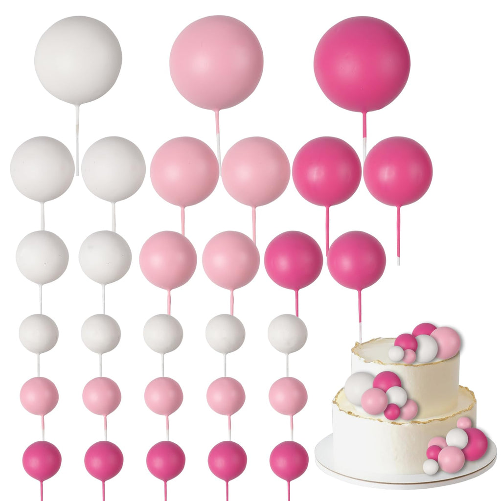 Goensjt 30 Pcs Balls Cake Topper Set - DIY Ball Cake Inserts for Birthday, Baby Shower & Wedding