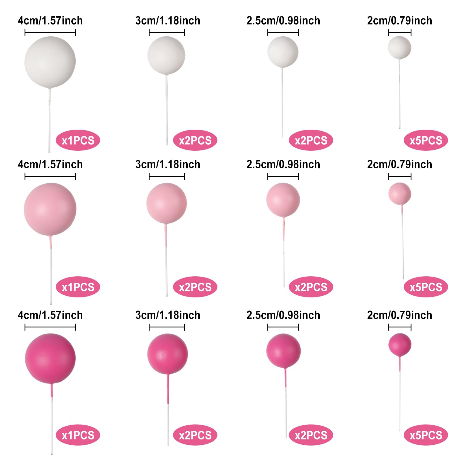Goensjt 30 Pcs Balls Cake Topper Set - DIY Ball Cake Inserts for Birthday, Baby Shower & Wedding