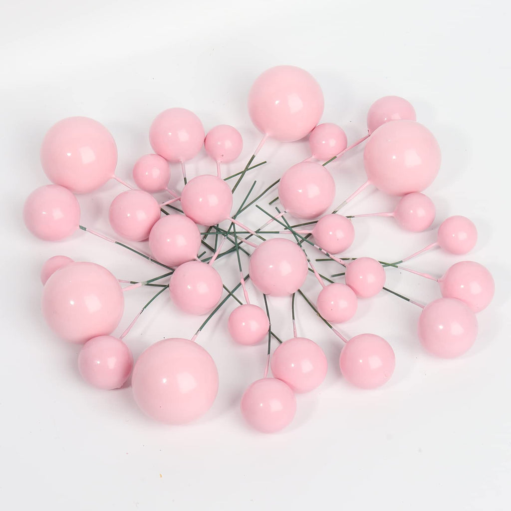 Goensjt 30-Pcs Pink Foam Ball Cake Toppers | DIY Cake Inserts for Parties