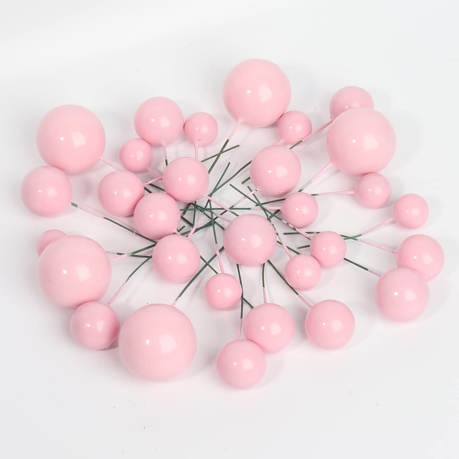 Goensjt 30-Pcs Pink Foam Ball Cake Toppers | DIY Cake Inserts for Parties