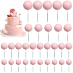 Goensjt 30-Pcs Pink Foam Ball Cake Toppers | DIY Cake Inserts for Parties