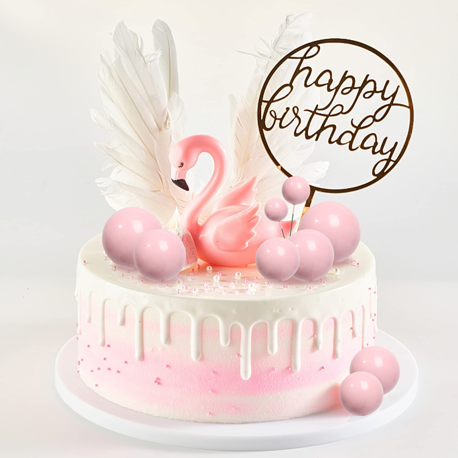 Goensjt 30-Pcs Pink Foam Ball Cake Toppers | DIY Cake Inserts for Parties