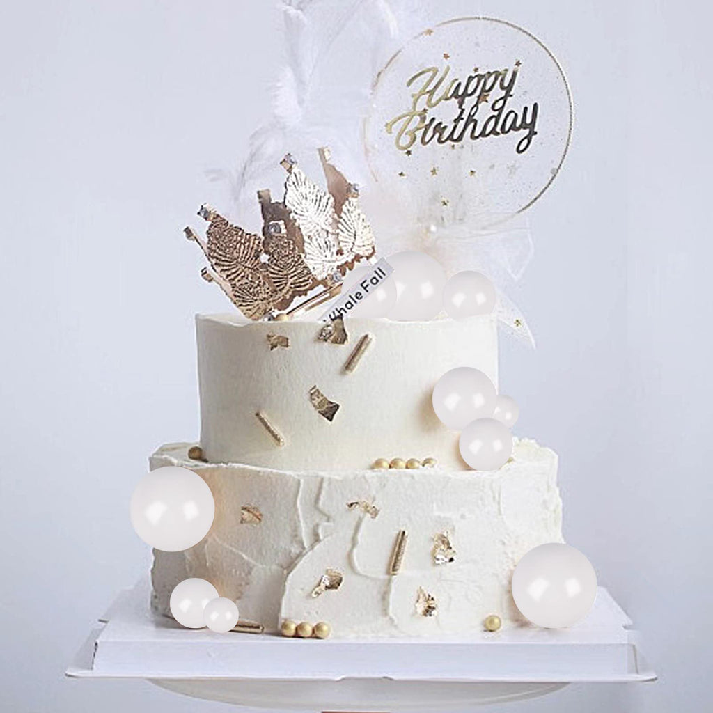 Goensjt 30 Pcs White Ball Cake Topper Set – DIY Cake Inserts for Birthday, Baby Shower, Wedding