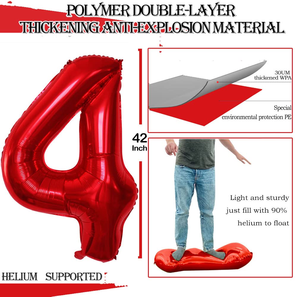 GOER Number 40 Red Foil Balloons – 42in Jumbo Birthday & Anniversary Decor