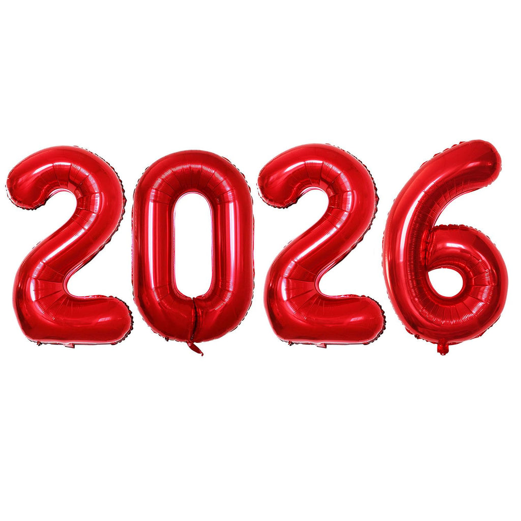 GOER 42-Inch Red Foil 2026 Number Balloons – New Year Eve Party Supplies & Graduation Decor