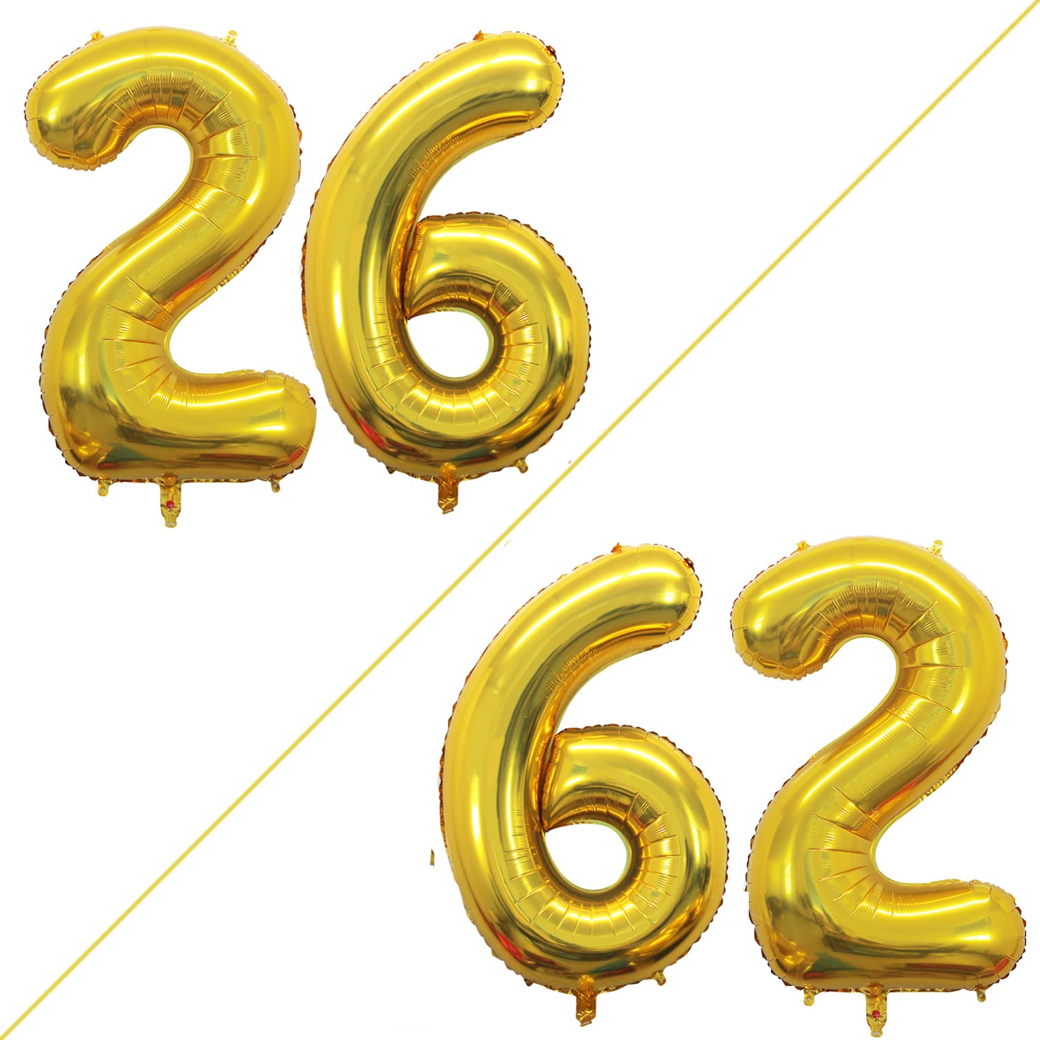 GOER 42-Inch Gold Number 26/62 Balloons – Jumbo Foil Birthday Decor