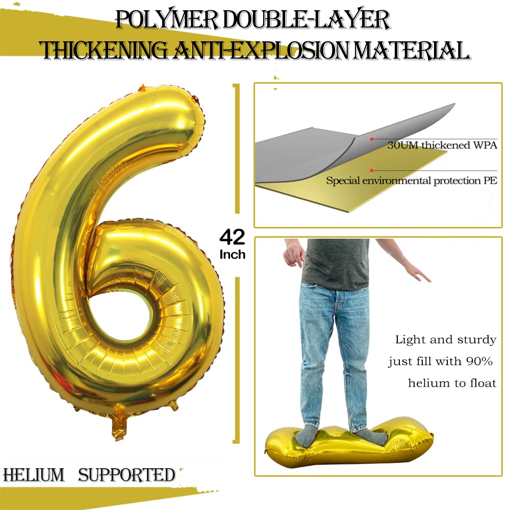 GOER 60 Number Balloons – 42-Inch Gold Foil Balloons for 60th Birthday & Anniversary Celebrations