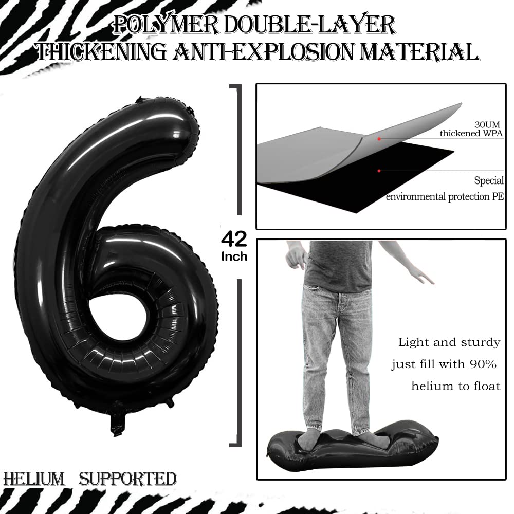 GOER 42-Inch Black 16/61 Number Balloons for Sweet 16 or 61st Birthday Parties
