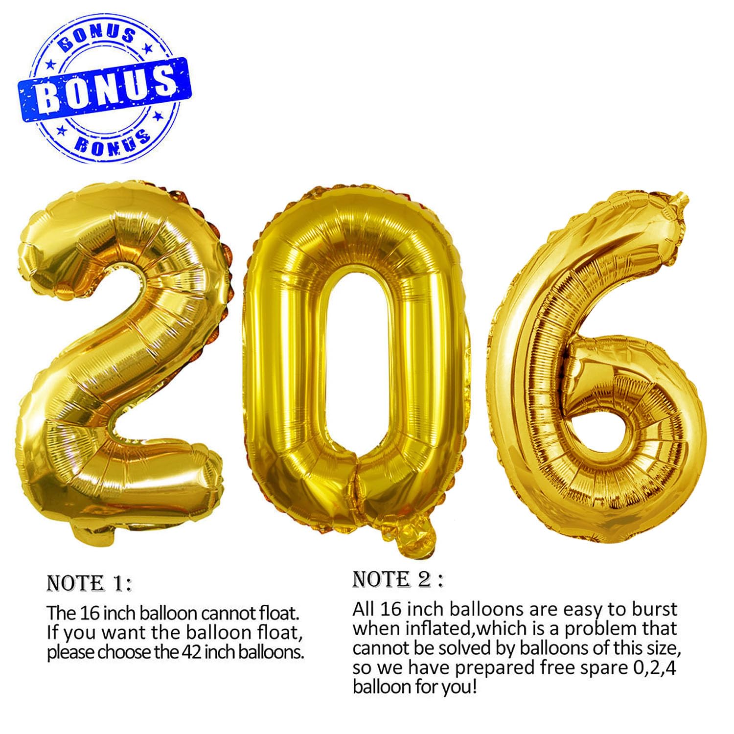 GOER 2026 Foil Number Balloons – 16-Inch Gold for New Year & Graduation