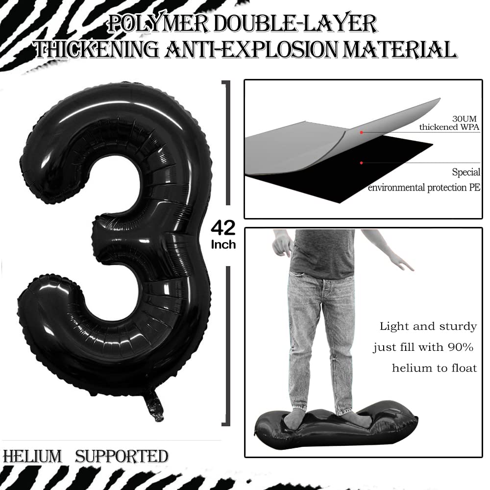 GOER 42-Inch Black Number 30 Foil Balloons | Jumbo Helium Decor for 30th Birthday