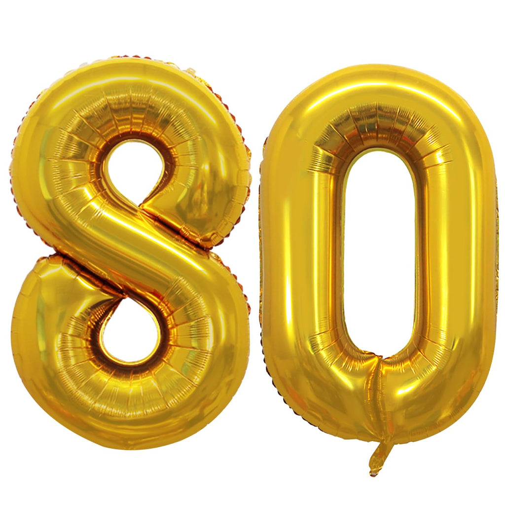 GOER 42-Inch Gold Number 80 Balloons for 80th Birthday Party