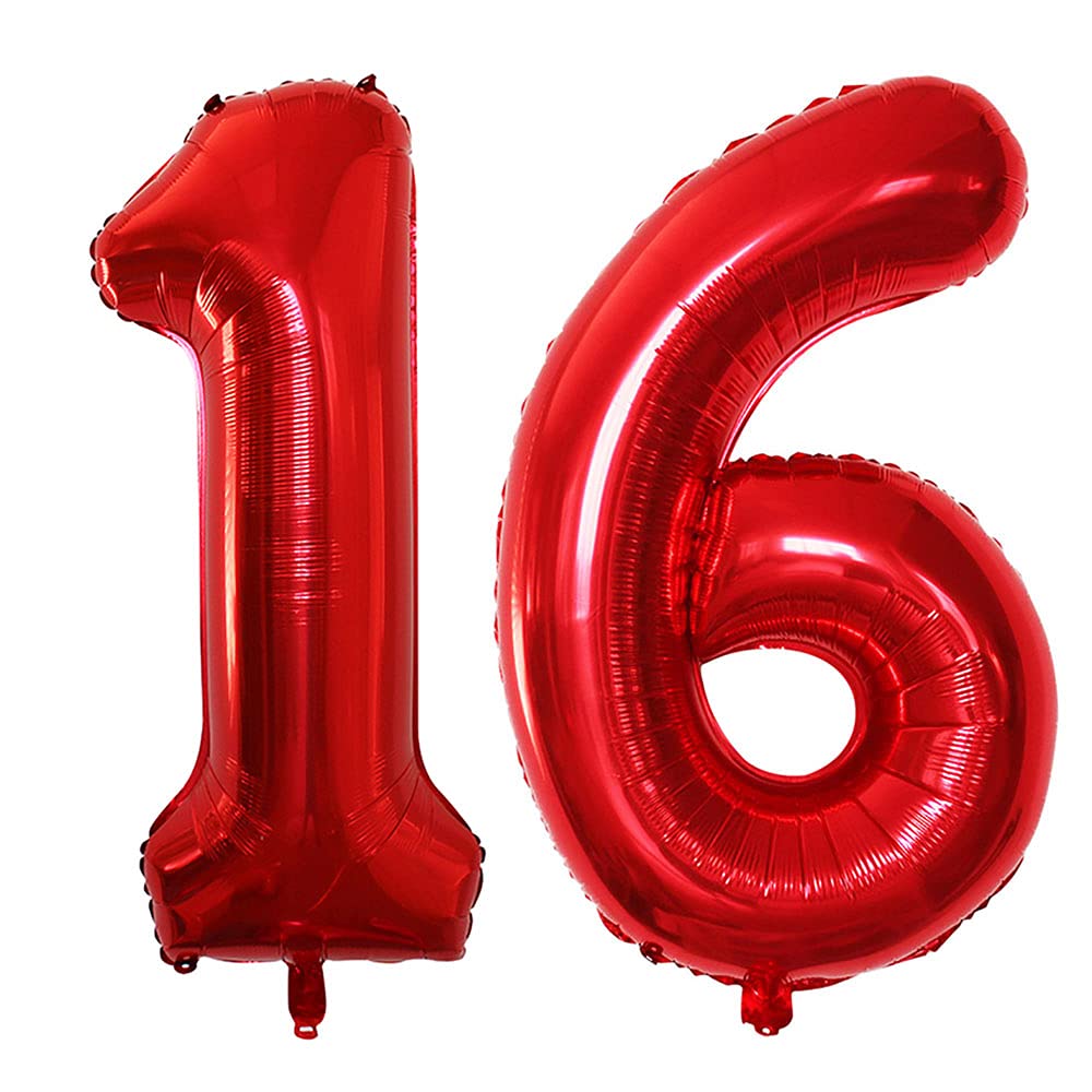 GOER 42 Inch Red Number Balloons for Sweet 16 & 61st Birthdays – Jumbo Foil Party Decor