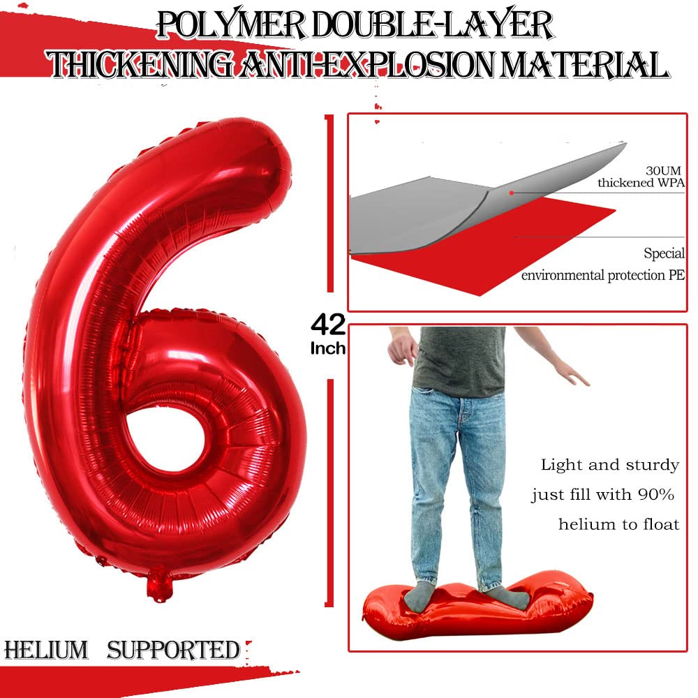 GOER 42 Inch Red Number Balloons for Sweet 16 & 61st Birthdays – Jumbo Foil Party Decor