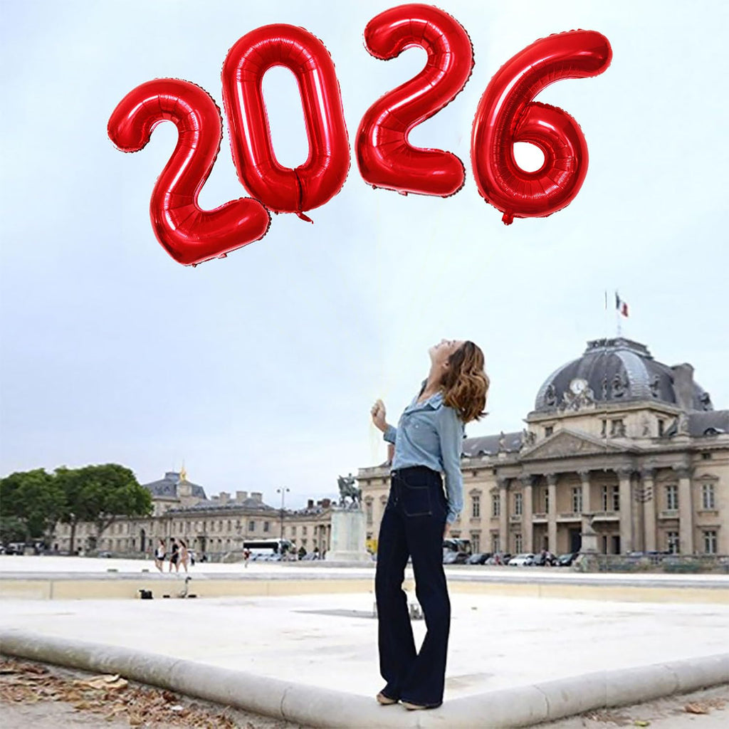GOER 42-Inch Red Foil 2026 Number Balloons – New Year Eve Party Supplies & Graduation Decor