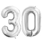 GOER 42in Silver Number 30 Foil Balloons for 30th Birthday & Anniversary Decor