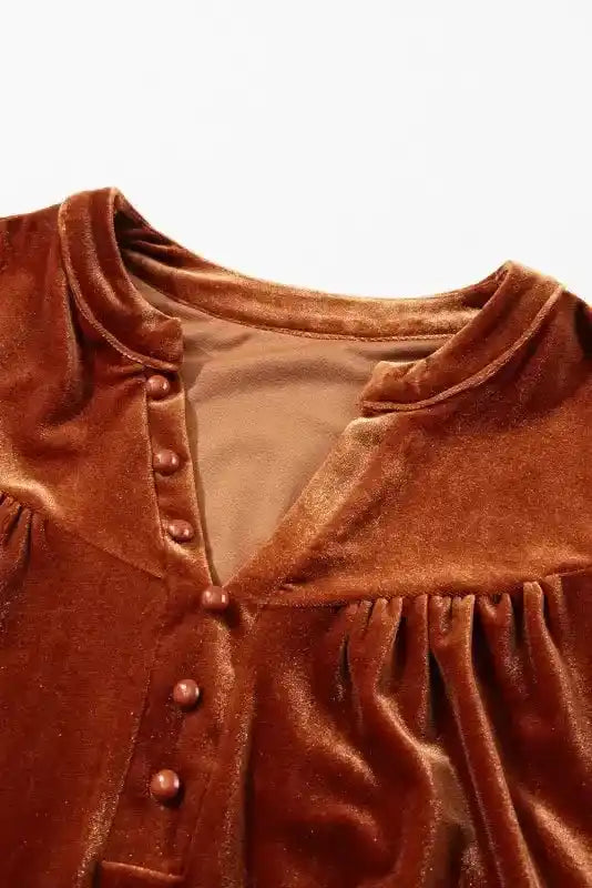 Gold Beaded Velvet Long Sleeve Blouse Women UK | Party