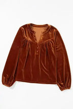 Gold Beaded Velvet Long Sleeve Blouse Women UK | Party