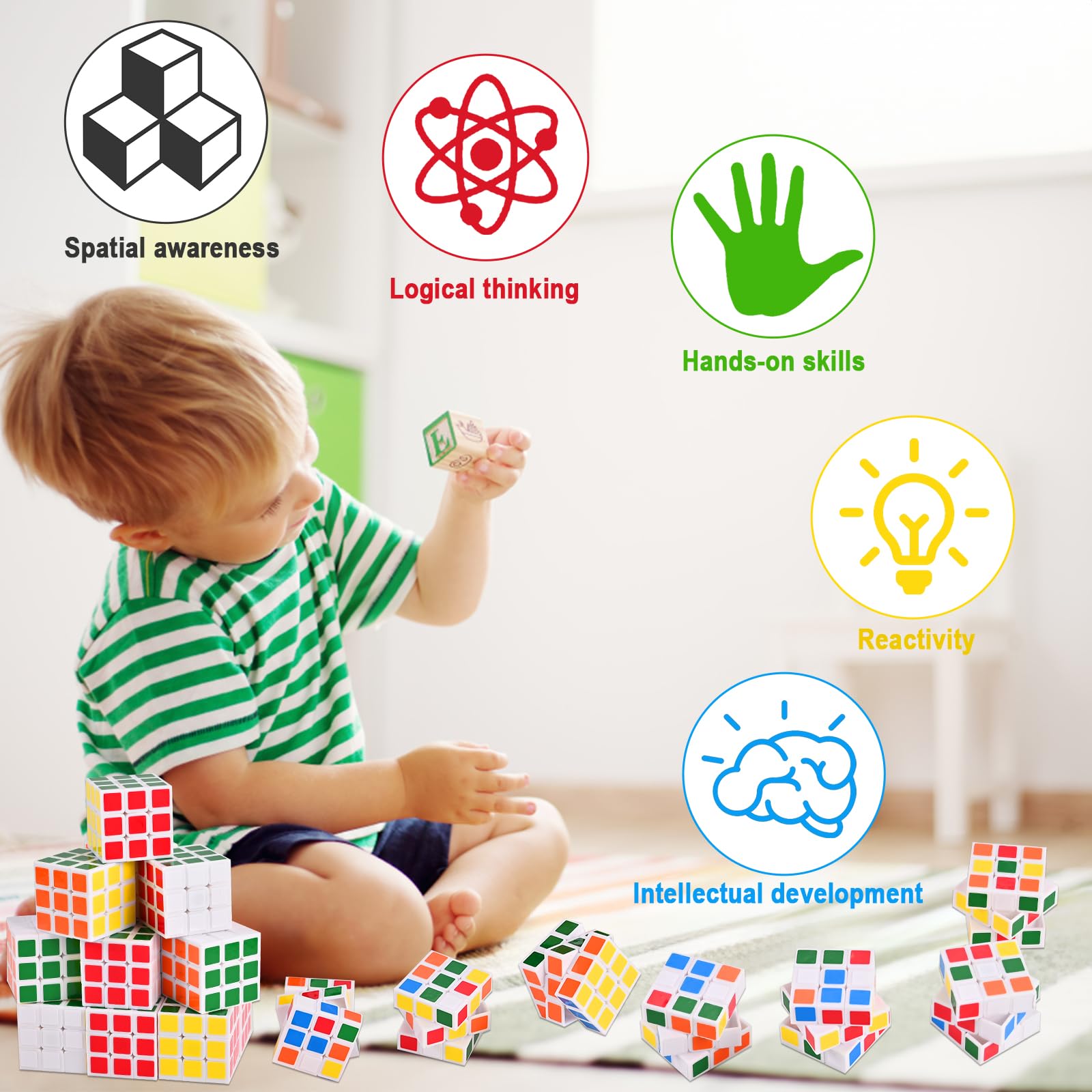 GOLDGE 40 Mini Cube Puzzles – 3x3, 40 Pieces, 6 Colors | Party Favors & Classroom Prizes