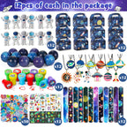 Golray 134pcs Space Party Favors Kit – Glow Tattoos, Erasers, Necklaces & Wristbands