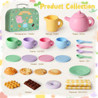 Golray Silicone Tea Set for Toddlers (Ages 3-5) – 22-Piece Washable Party Set with Storage Box