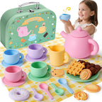 Golray Silicone Tea Set for Toddlers (Ages 3-5) – 22-Piece Washable Party Set with Storage Box