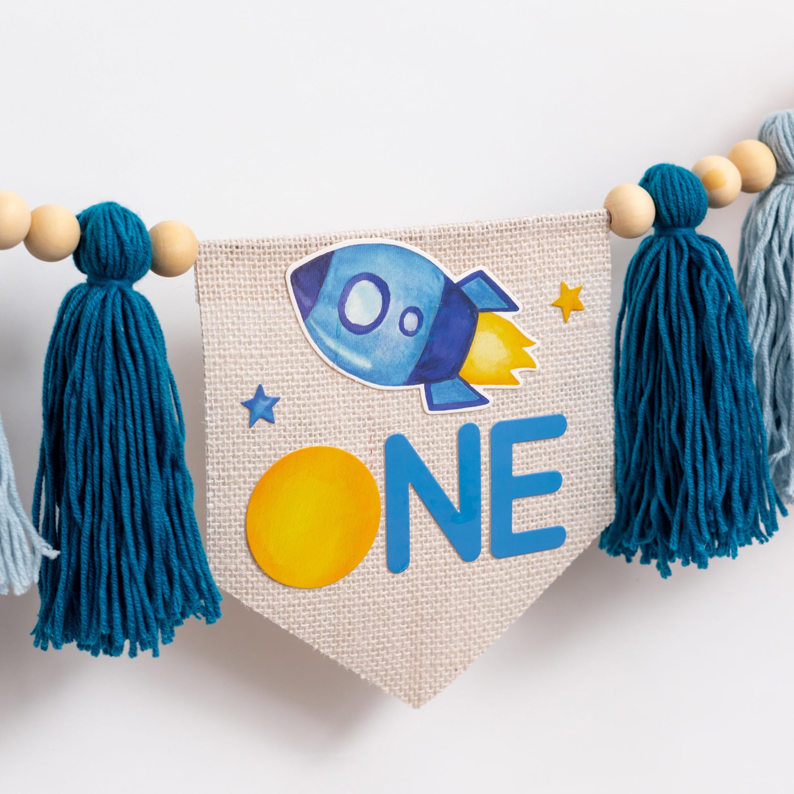 Gostman Outer Space One High Chair Banner – First Trip Around the Sun Birthday Decor