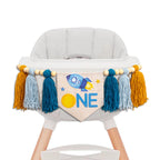 Gostman Outer Space One High Chair Banner – First Trip Around the Sun Birthday Decor