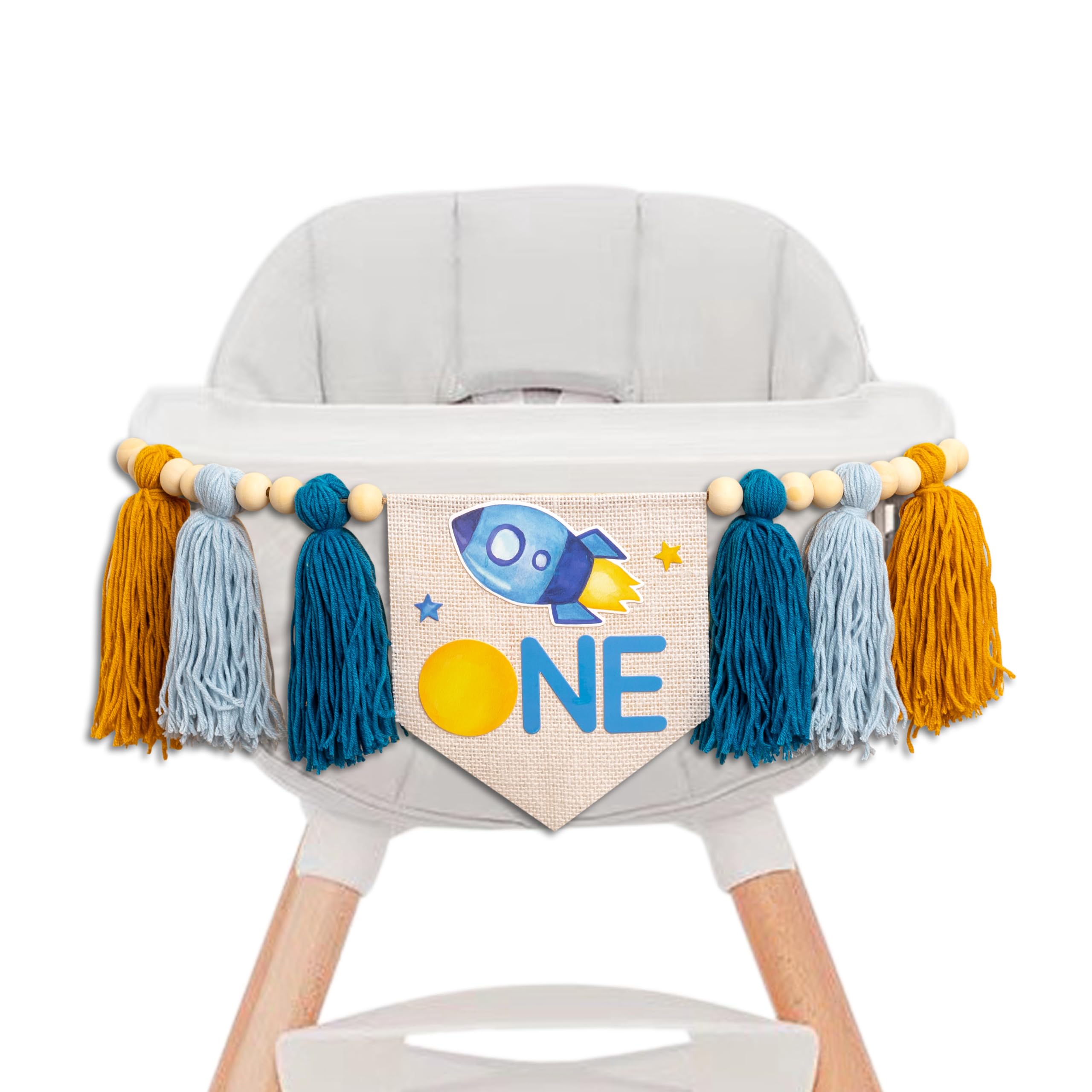 Gostman Outer Space One High Chair Banner – First Trip Around the Sun Birthday Decor
