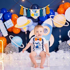 Gostman Outer Space One High Chair Banner – First Trip Around the Sun Birthday Decor