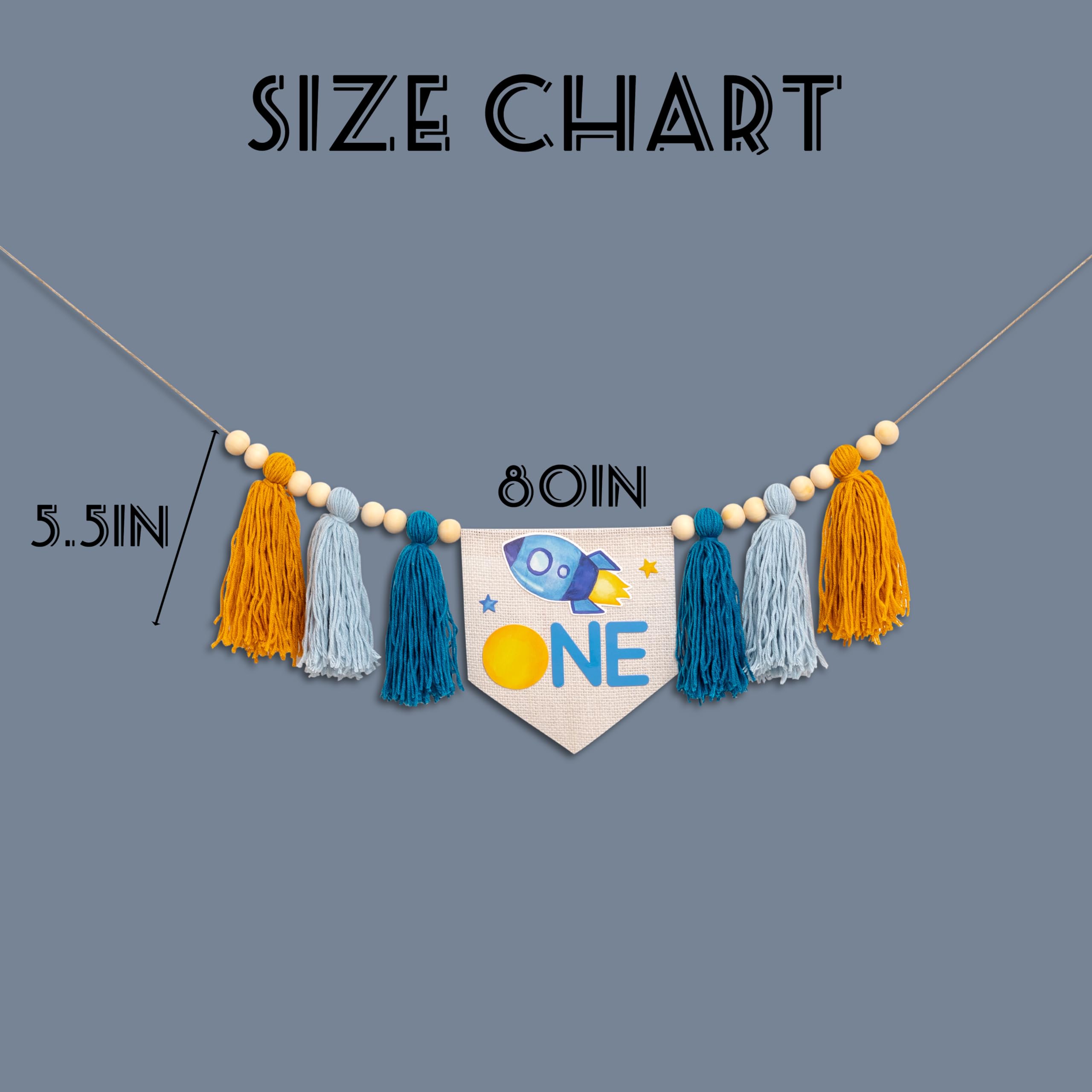 Gostman Outer Space One High Chair Banner – First Trip Around the Sun Birthday Decor