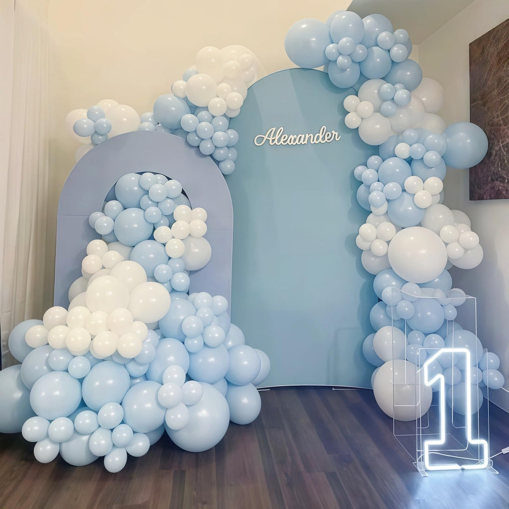 Govpy Pastel Blue & White Balloons – 12in, 35pcs for Baby Showers & Parties