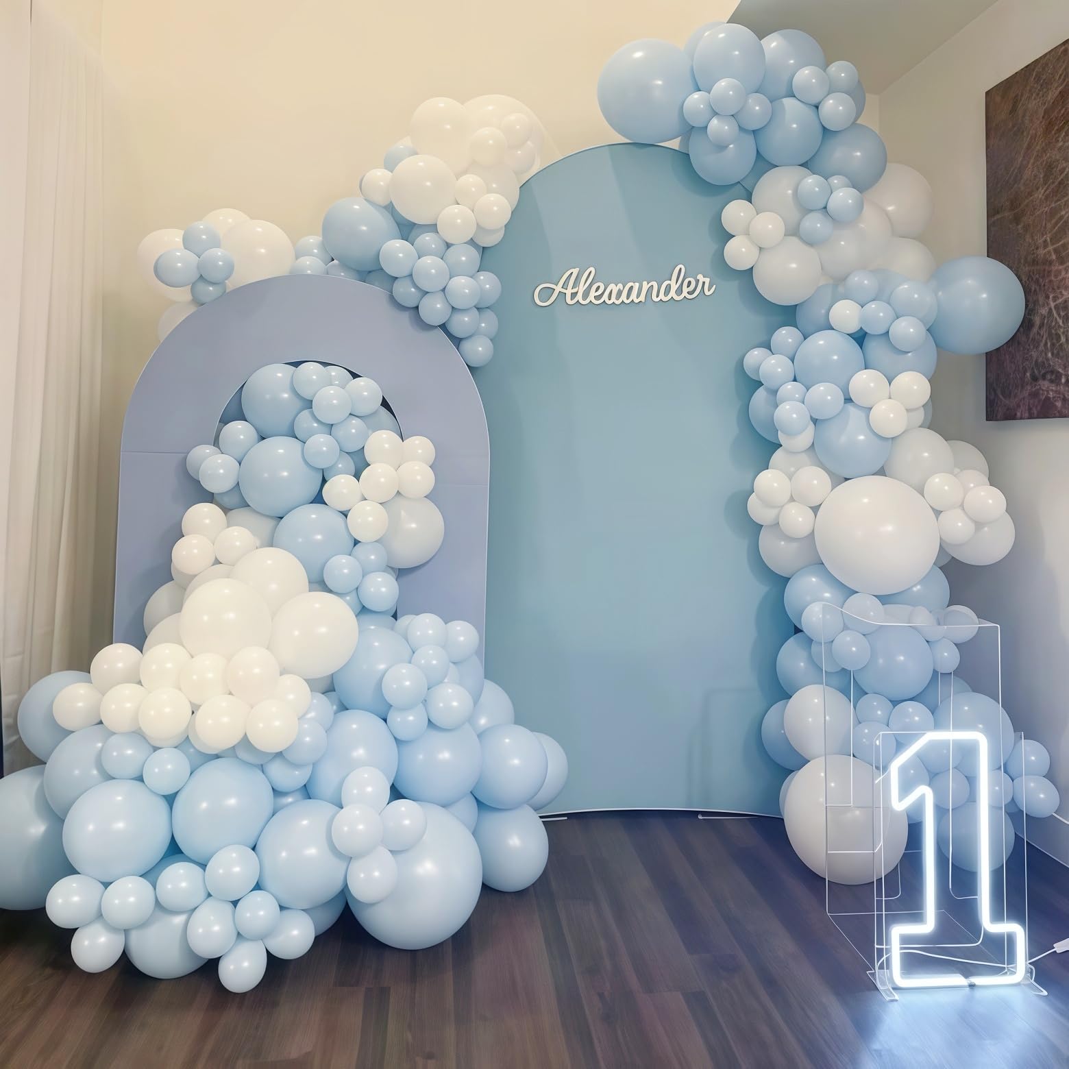 Govpy Pastel Blue & White Balloons – 12in, 35pcs for Baby Showers & Parties