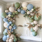 Govpy Sage Green & Blue Balloons Set – 35ct, 12in Latex Party Decor