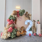Govpy Pink Jungle Safari Balloons – 60pcs, 12in, Pastel Pink Green Gold with Giraffe Print