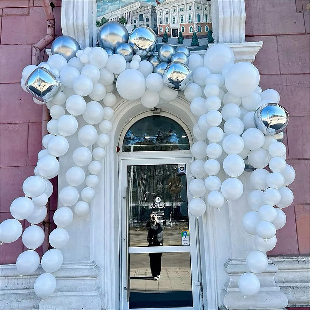 Govpy White Quick Link Balloons – 120Pcs Pearl 6in & 10in for Balloons Walls, Arches, and Decor