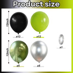 Govpy Green and Black Balloons – 35Pcs Lime Green, Black, Chrome Metallic Silver | Gamer Latex Balloon Set for Parties