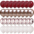 Govpy Burgundy Red Balloons – 35Pcs 12in Maroon, White & Rose Gold Confetti Latex Set
