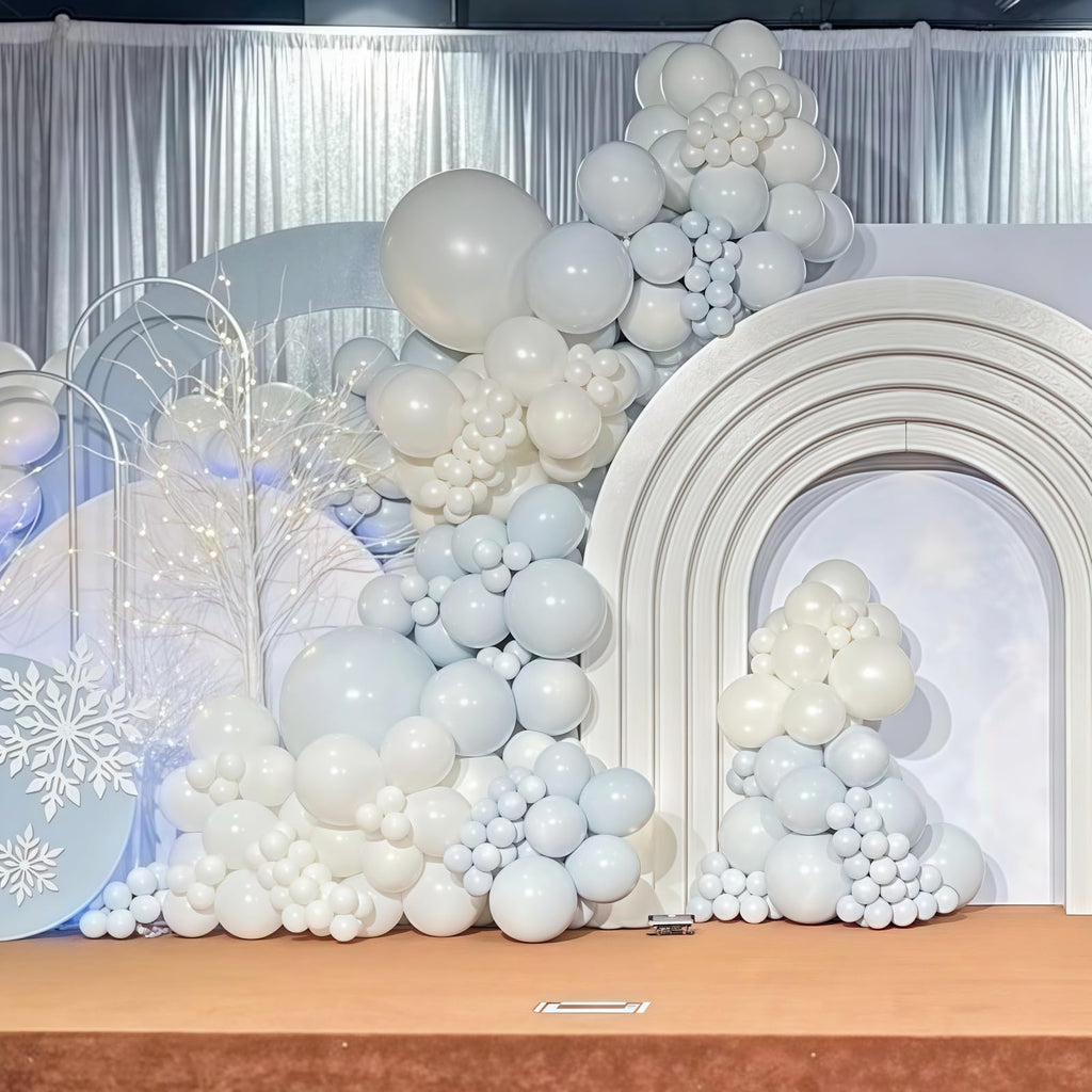 Govpy Pastel Blue & White Balloons – 12in, 35pcs for Baby Showers & Parties