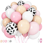 Govpy Cow Print Balloons 60pcs – Pastel Pink, Beige & White Latex Party Decor