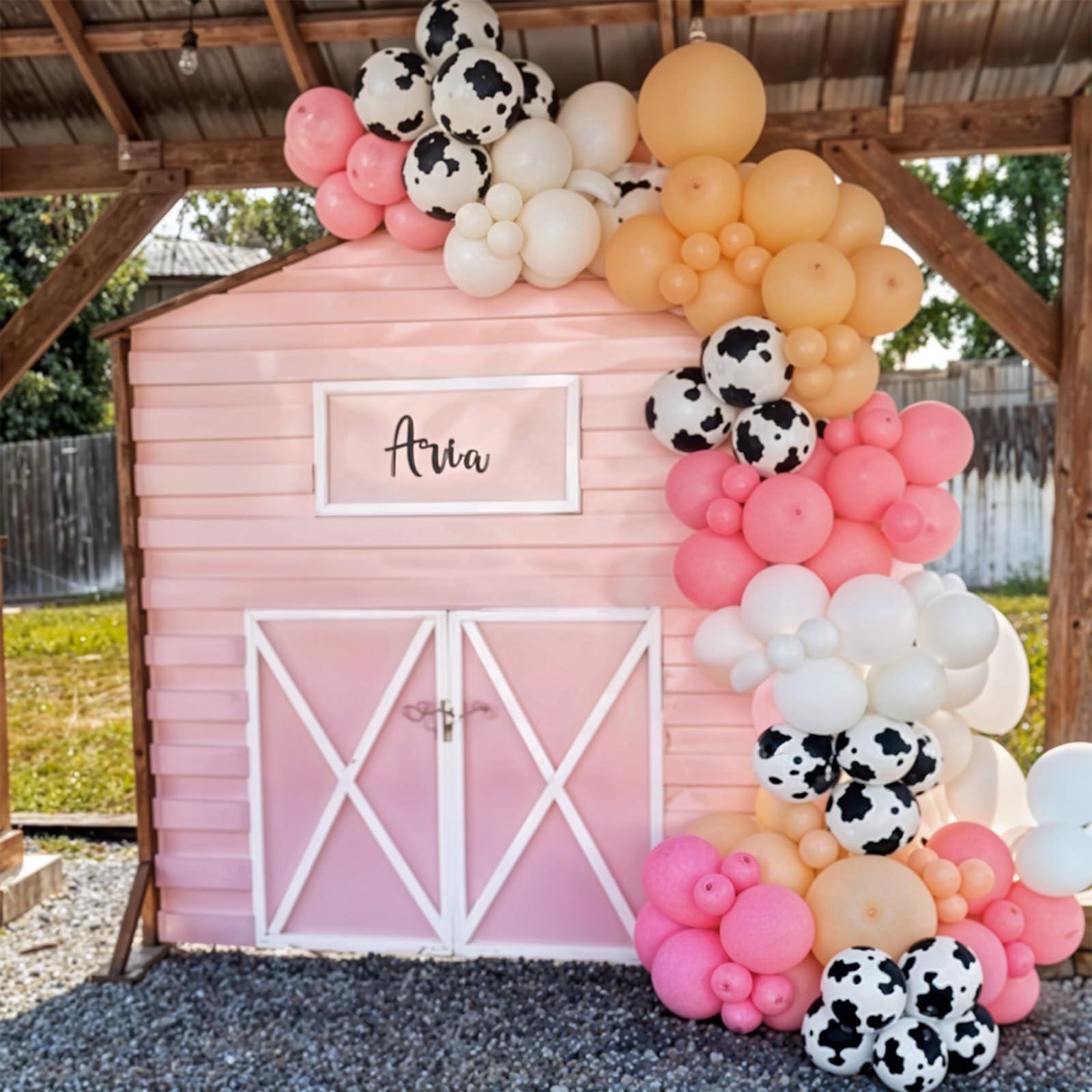 Govpy Cow Print Balloons 60pcs – Pastel Pink, Beige & White Latex Party Decor