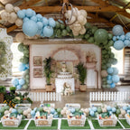Govpy Sage Green & Blue Balloons Set – 35ct, 12in Latex Party Decor