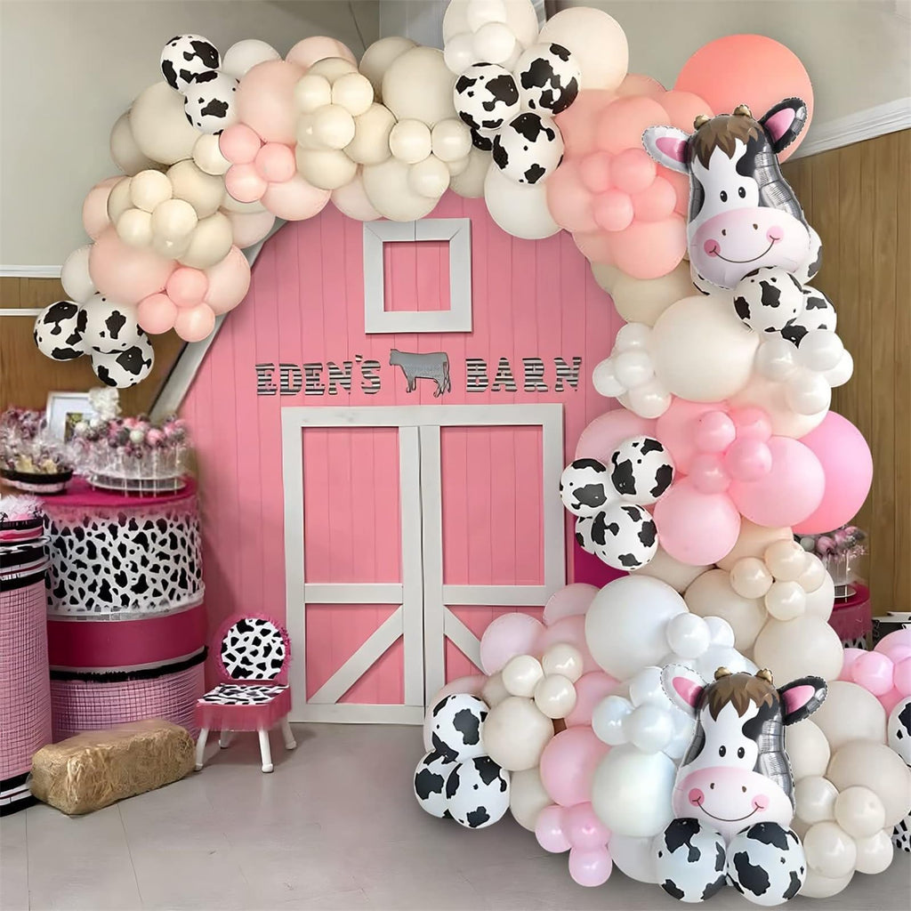 Govpy Cow Print Balloons 60pcs – Pastel Pink, Beige & White Latex Party Decor