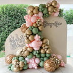 Govpy Pink Jungle Safari Balloons – 60pcs, 12in, Pastel Pink Green Gold with Giraffe Print