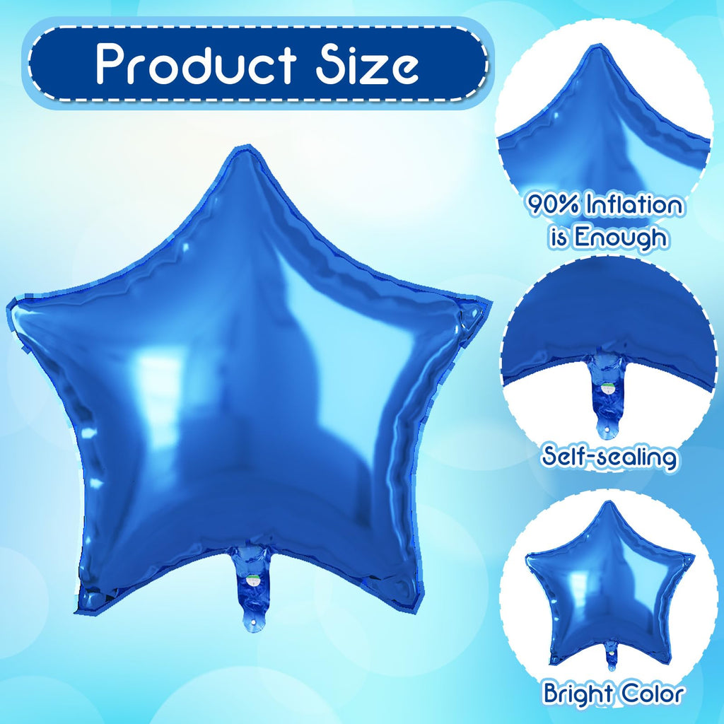 Govpy Big Foil 60 Balloon Set — 40in Number 60 & Teal Blue Star Balloons