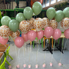 Govpy Pink Jungle Safari Balloons – 60pcs, 12in, Pastel Pink Green Gold with Giraffe Print