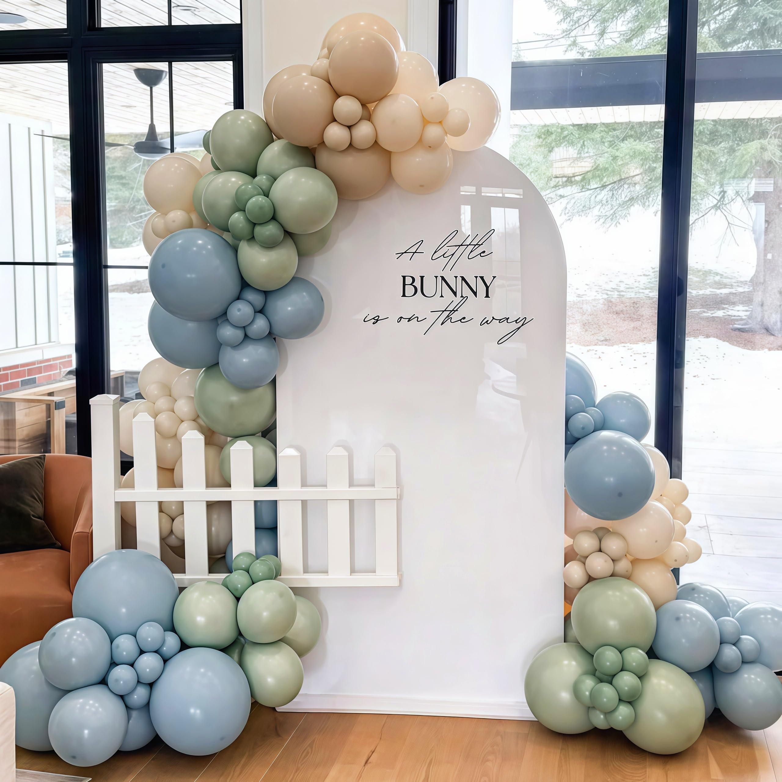 Govpy Sage Green & Blue Balloons Set – 35ct, 12in Latex Party Decor