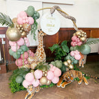 Govpy Pink Jungle Safari Balloons – 60pcs, 12in, Pastel Pink Green Gold with Giraffe Print